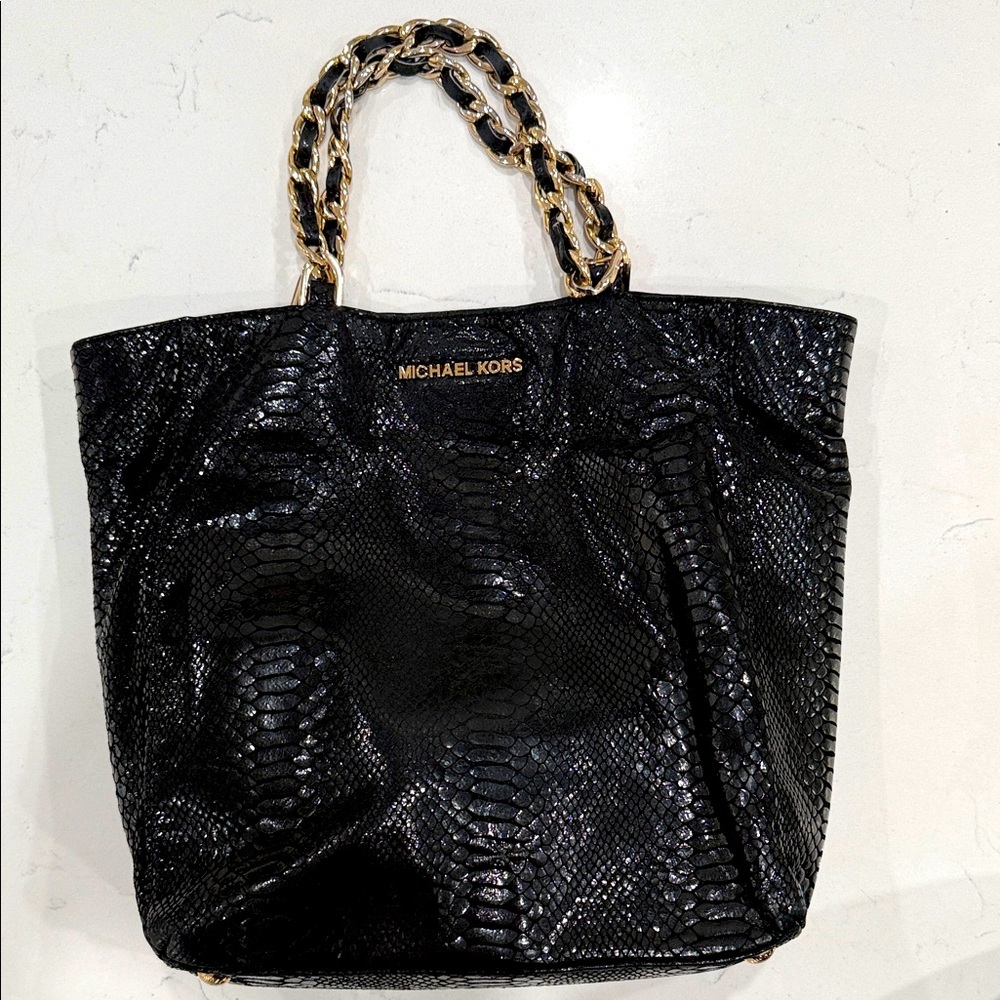 Michael Kors Black and Gold croc tote - Picture 1 of 10